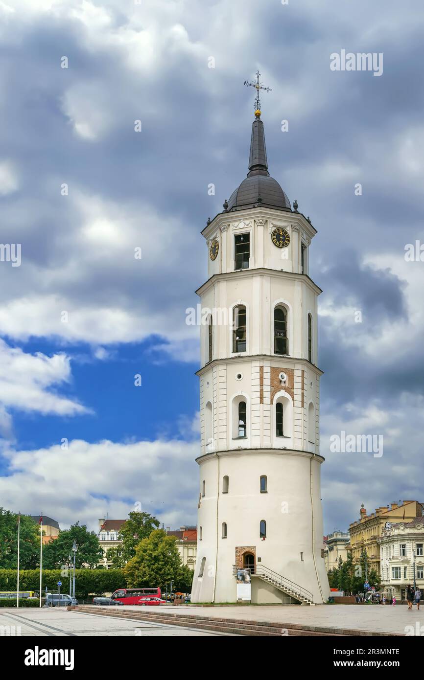 Bell Tower of Vilnius Cathedral, Lithuania Stock Photo