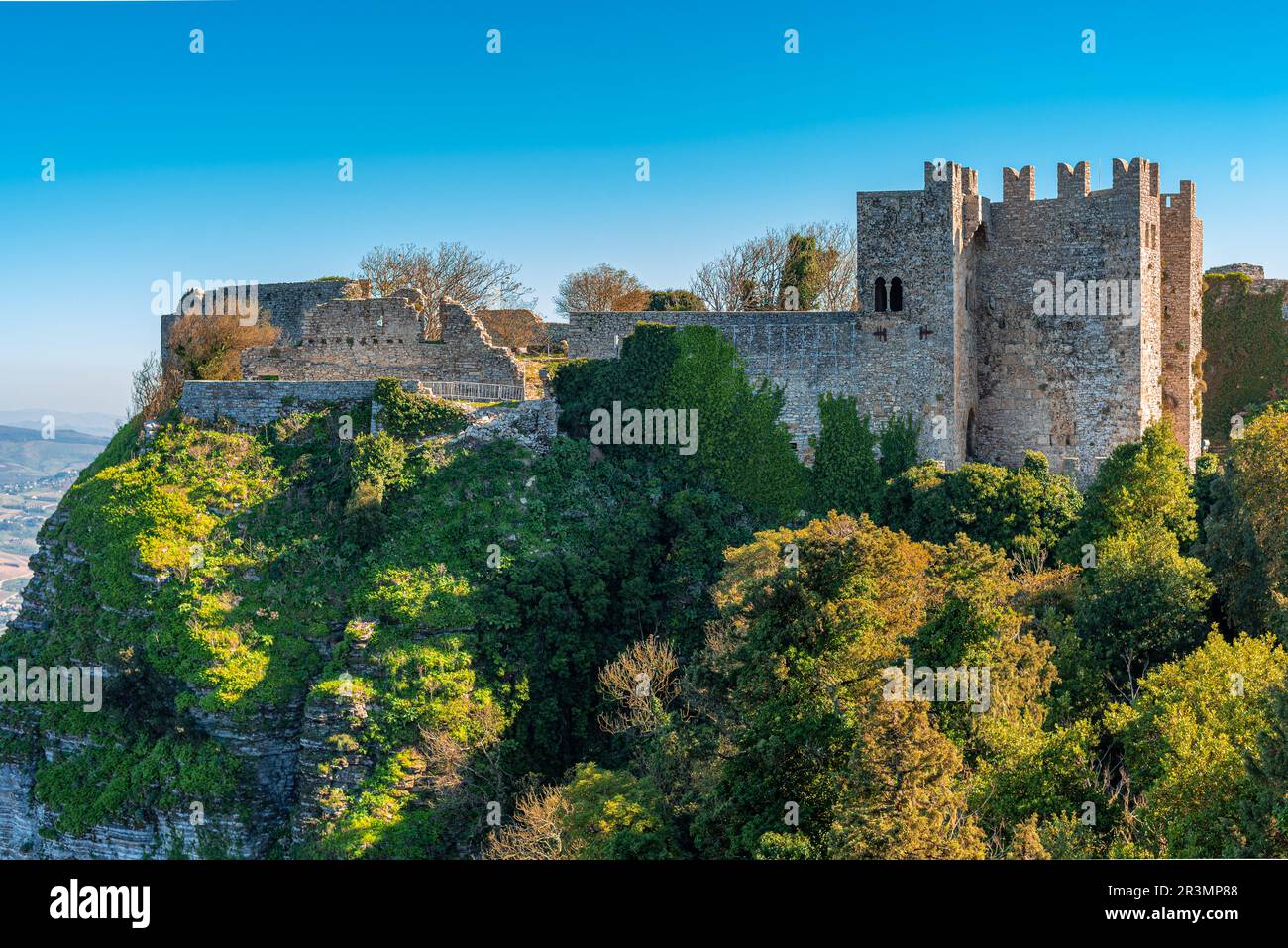 The Castello di Venere in the historical city of Erice in Sicily Stock ...