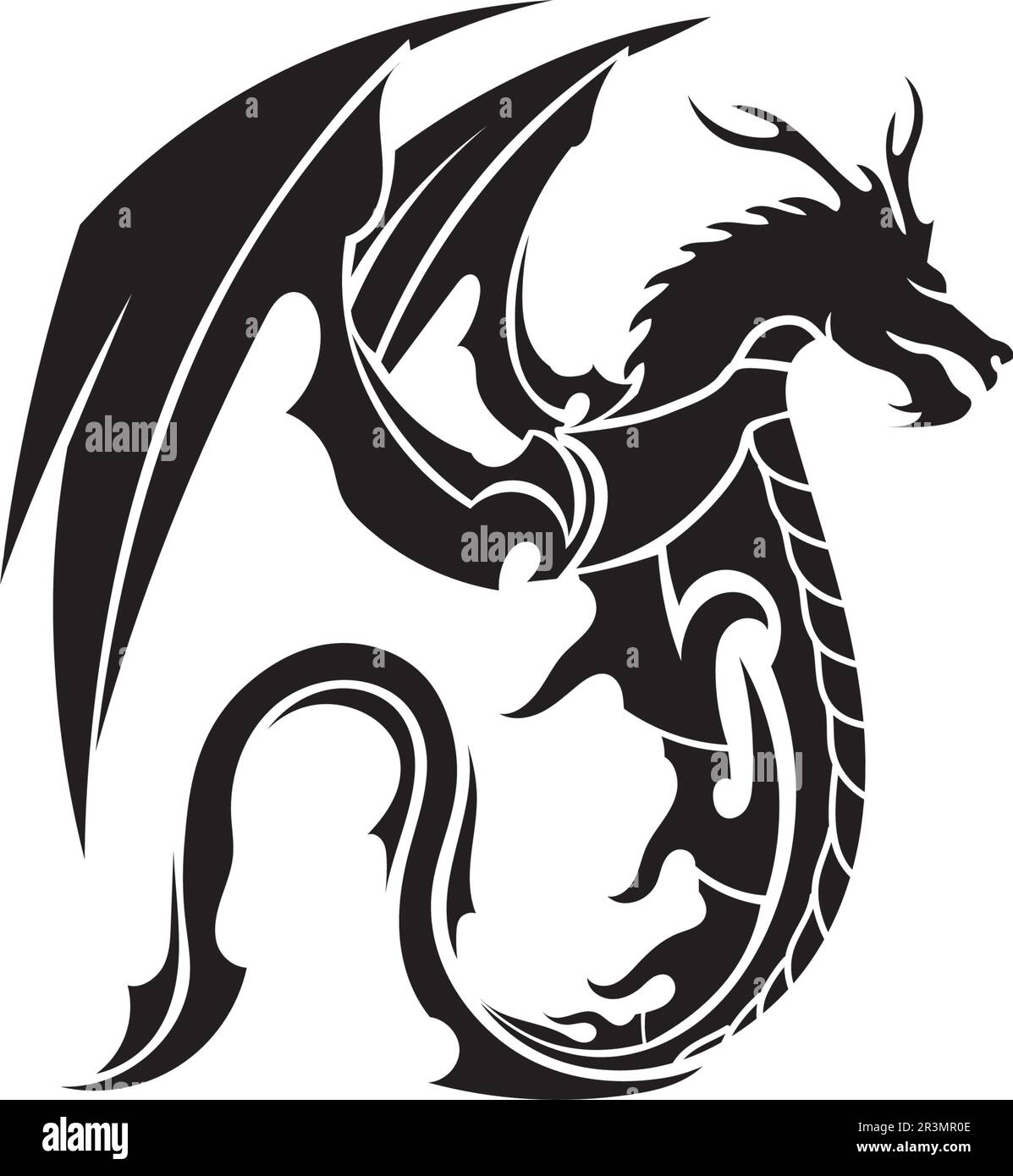 Head dragon flat color logo template vector illustration Stock Vector