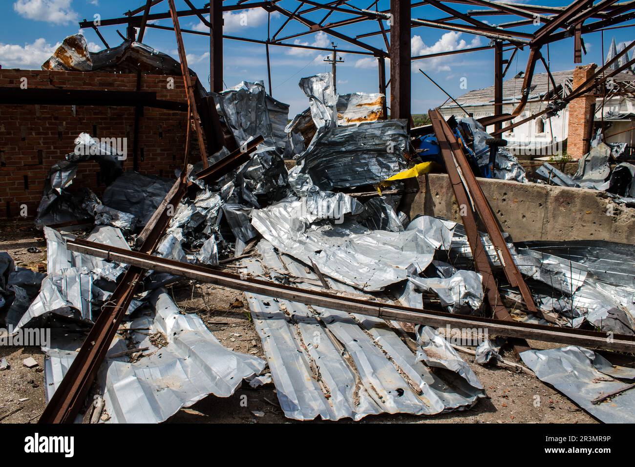 The storage shed for agricultural vehicle located in Dolyna village was ...