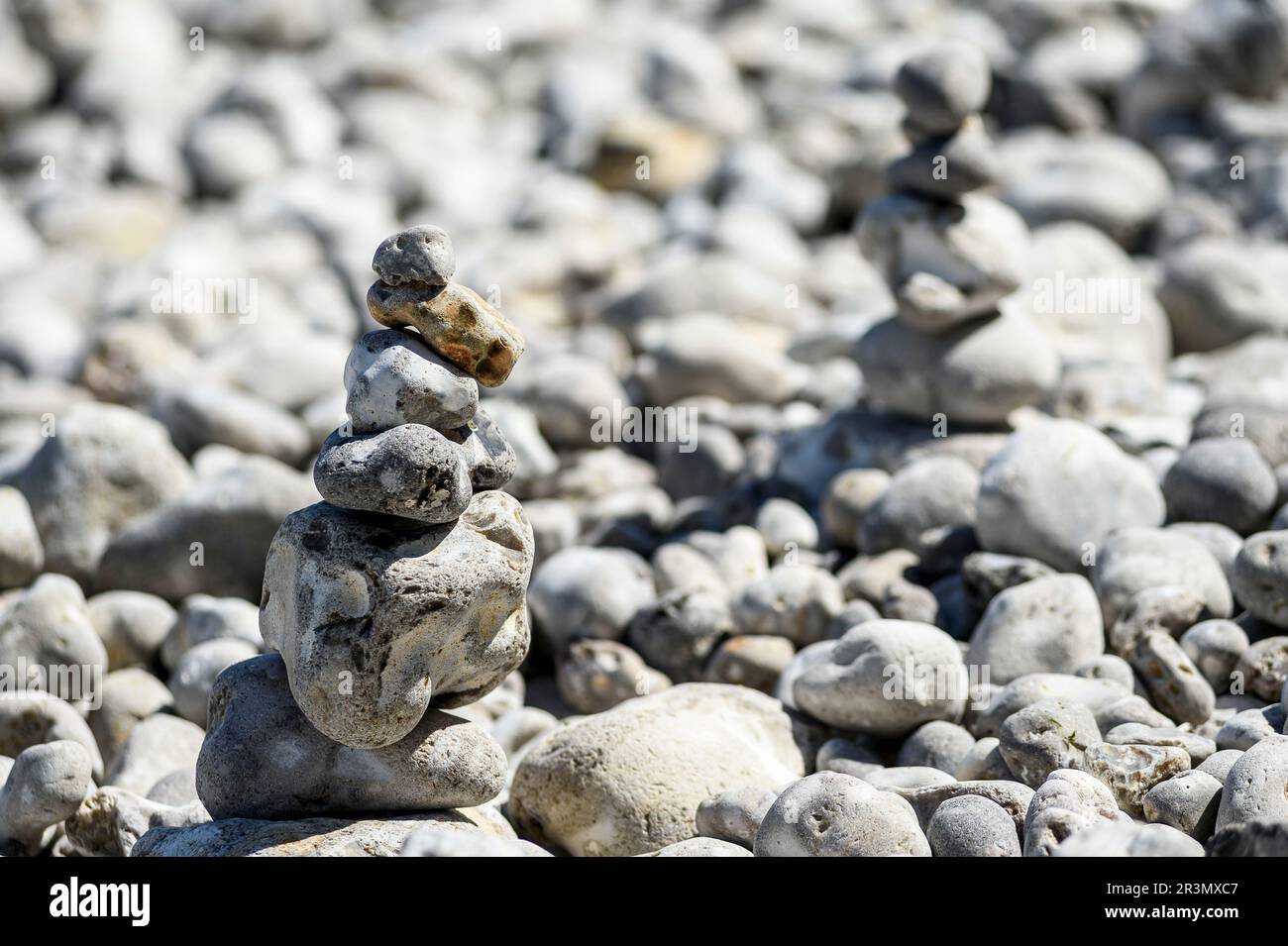 Yport, the pebbles beach, the small boat and the cliffs in front of the ...