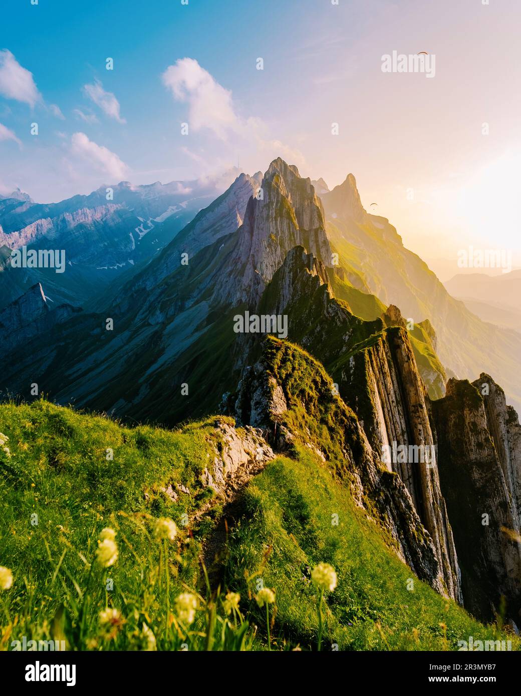 Schaeffler Altenalptuerme mountain ridge swiss Alpstein , Appenzell  Innerrhoden Switzerland Stock Photo - Alamy