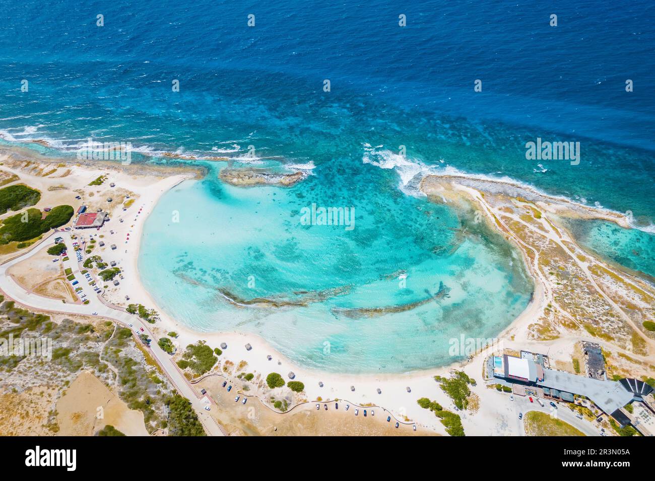 Baby Beach and coast on Aruba, Caribbean, white beach with blue ocean tropical beach Stock Photo