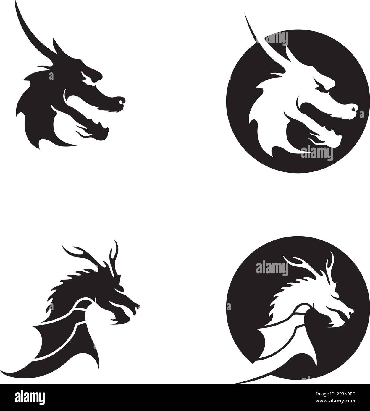 Head dragon flat color logo template vector illustration Stock Vector