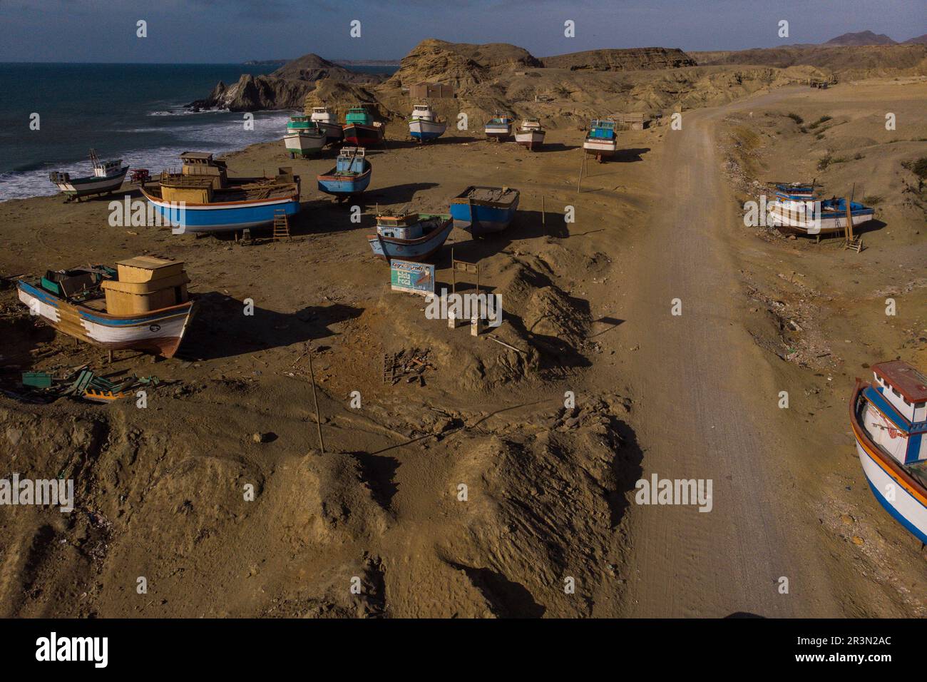 Nicolas Remene / Le Pictorium -  El Nino phenomenon on the northern coast of Peru -  07/11/2018  -  Peru / Piura / Islilla - Isla Foca  -  An aerial v Stock Photo