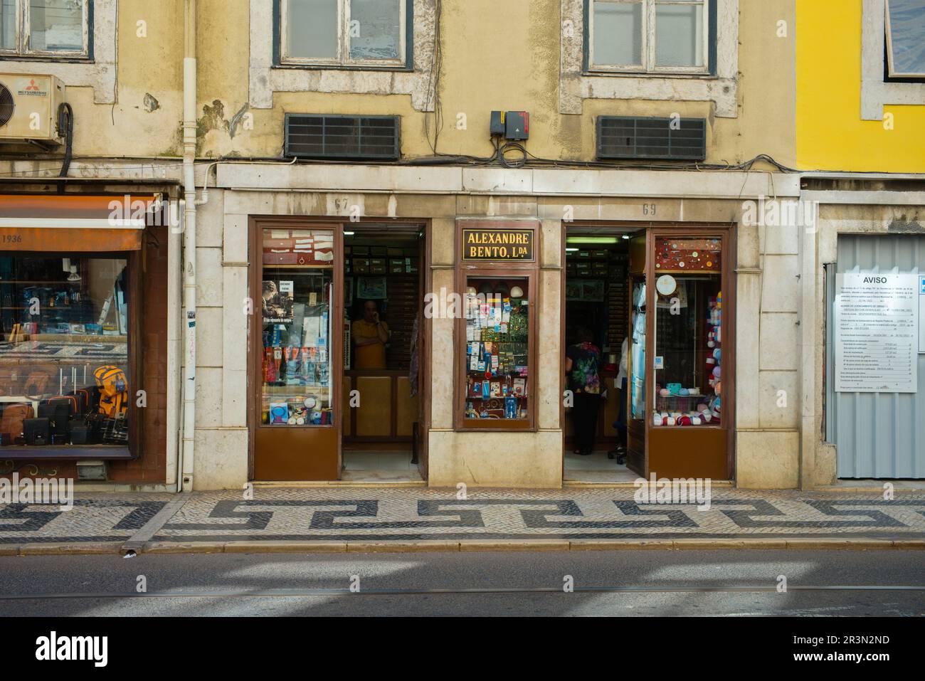 Traditional haberdashery shop on the Rua da Conceição in the centre of ...