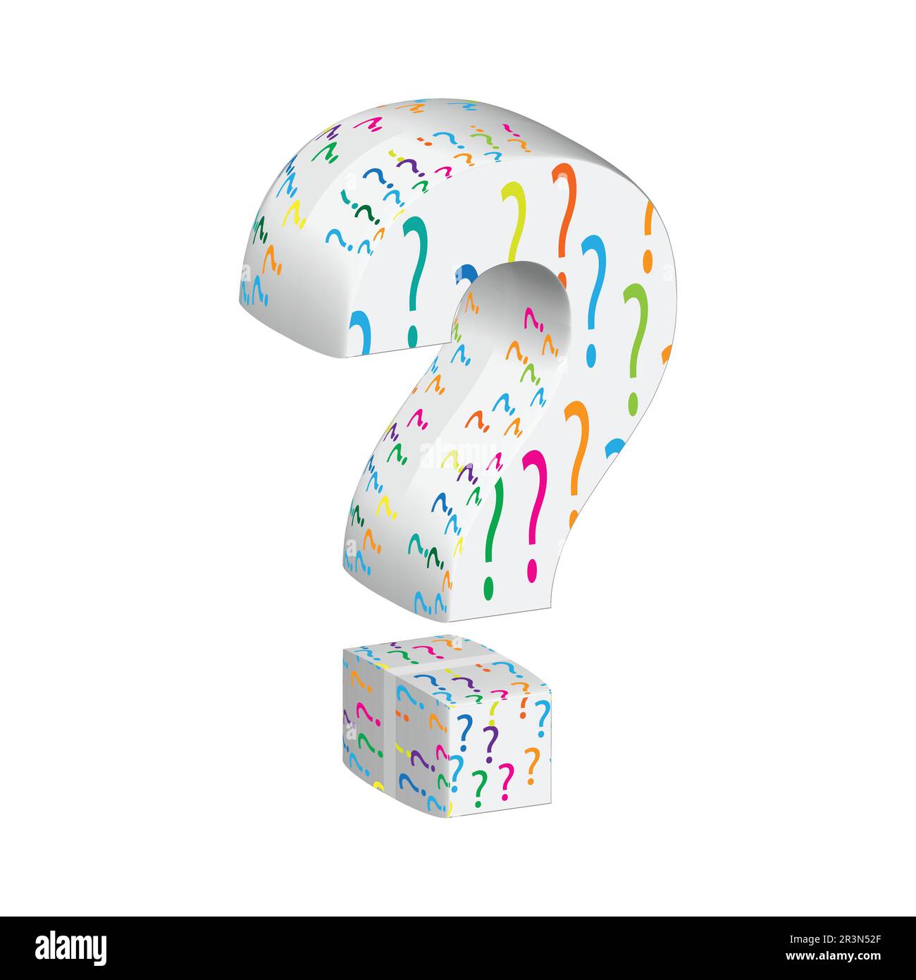 3d render of question mark symbol, vector, isolated on white background ...