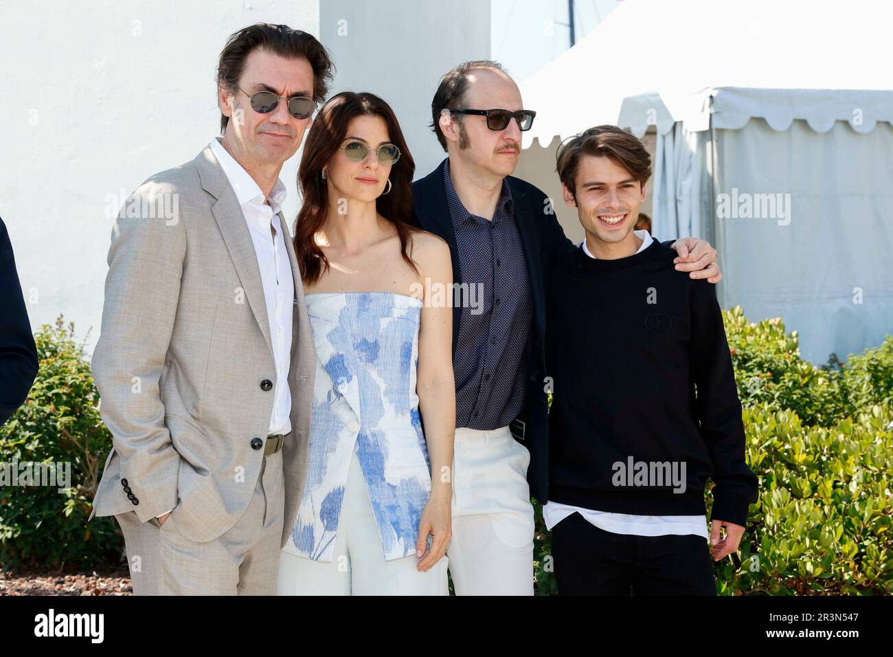 Fabrizio Gifuni, Barbara Ronchi, Fausto Russo Alesi and Leonardo Maltese attend the 'Kidnapped' photocall during the 76th Cannes Film Festival at Palais des Festivals in Cannes, France, on 24 May 2023. Stock Photo