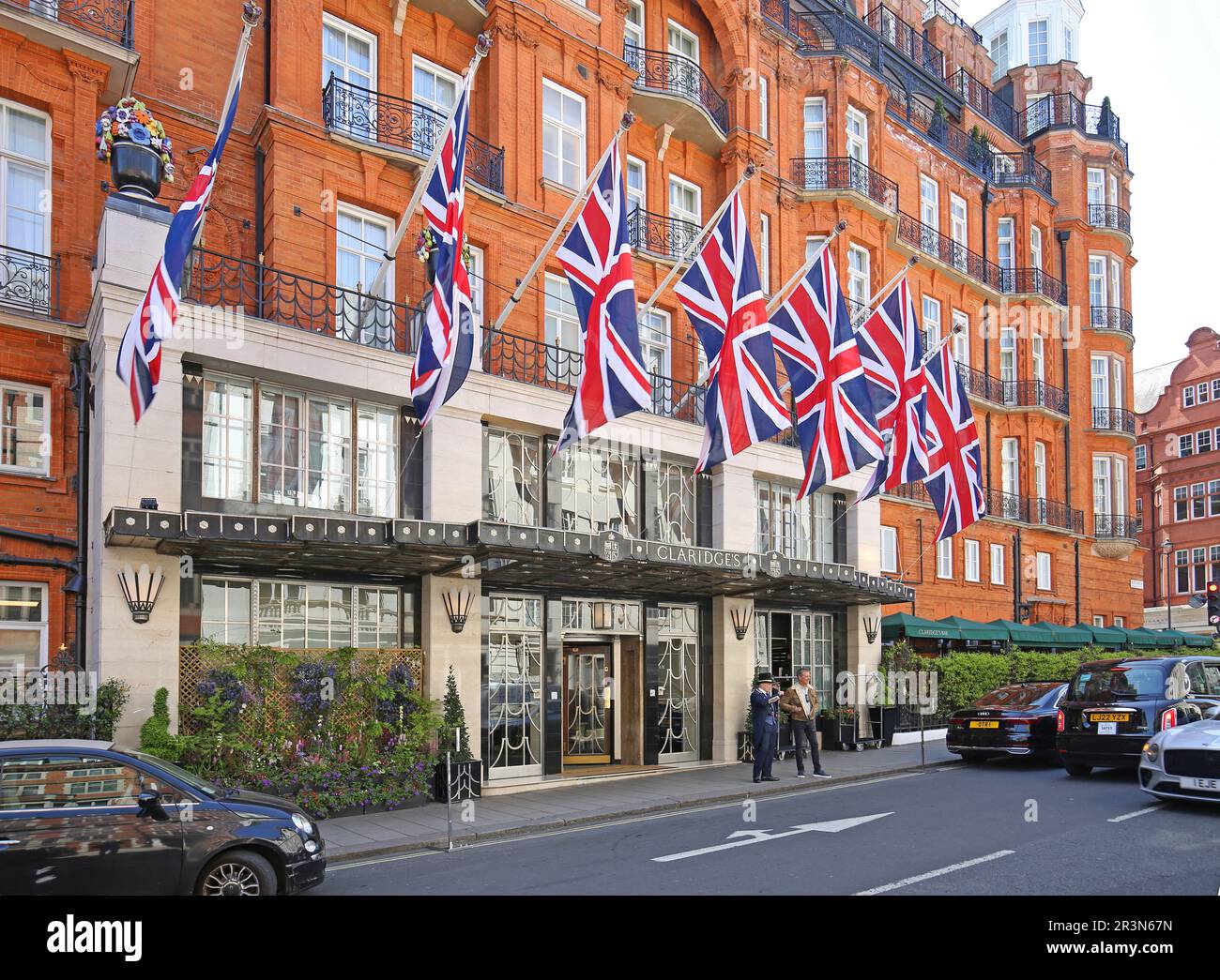 Main entrance to Claridges Hotel, Mayfair, London, UK. Regarded as ...