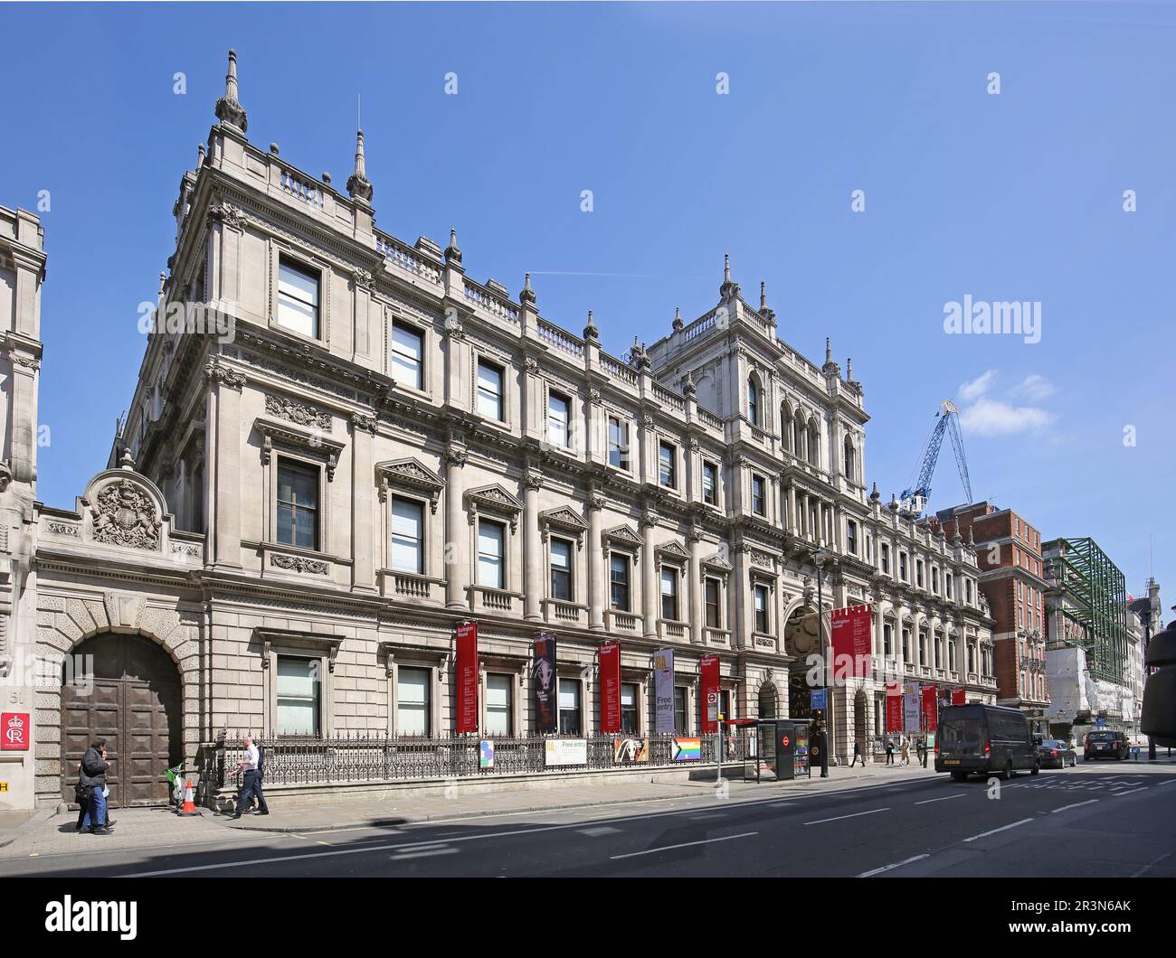 Burlington House, Piccadilly, London, UK. Home to the The Royal Academy of Arts. Main street elevation. Stock Photo