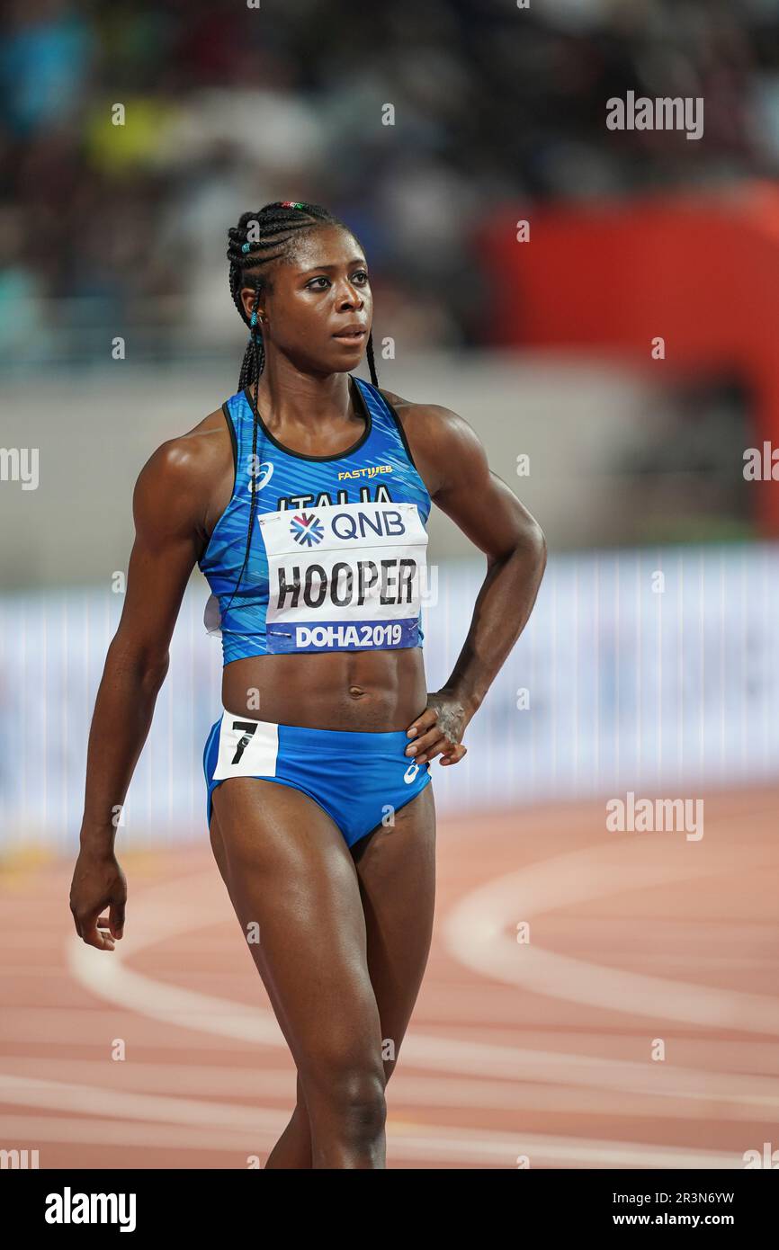 Gloria HOOPER running the 4x100m relay at the 2019 World Athletics