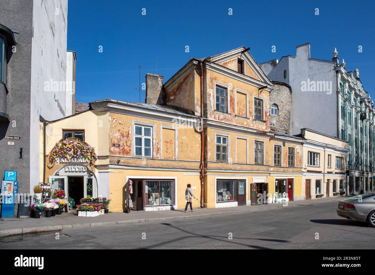 Old building at Pärnu Manatee 4, on the edge of Vanalinn, in Tallinn, Estonia Stock Photo