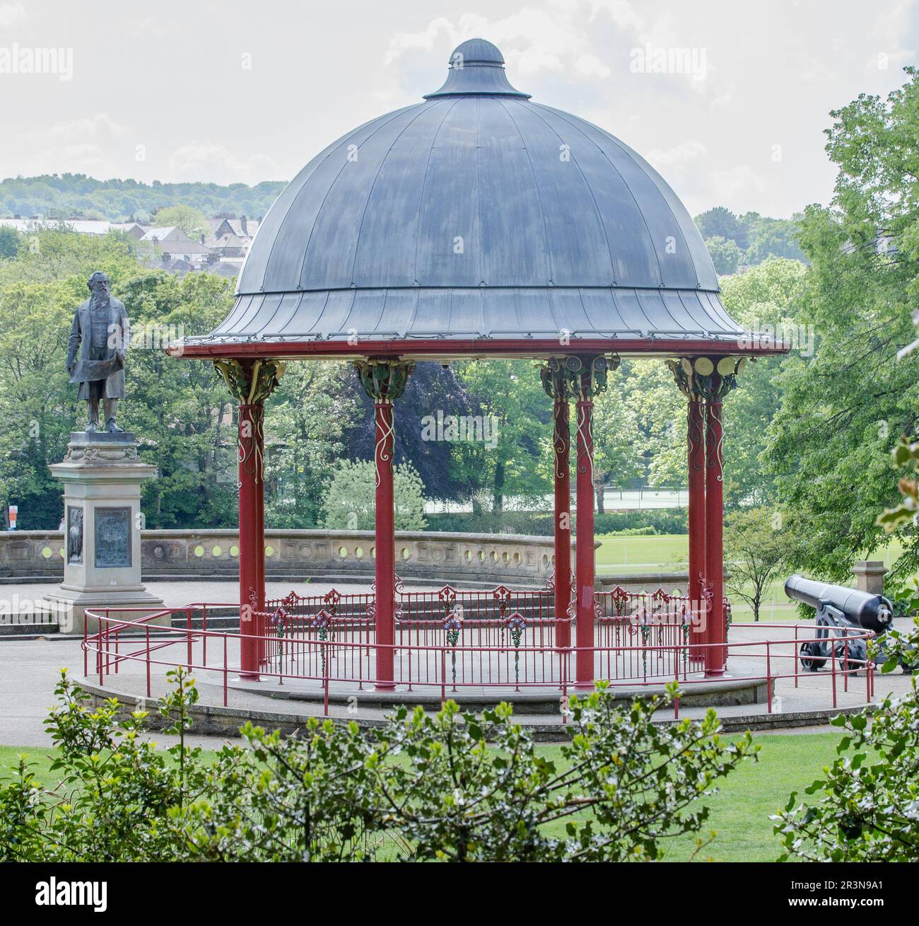 Roberts Park Bandstand, Saltaire, West Yorkshire. Saltaire is a UNESCO
