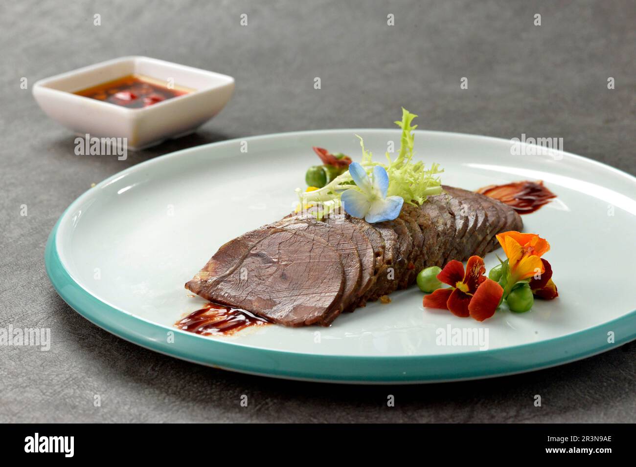 Sliced beef with tendon close up. Spiced beef,braised beef shank,Beef