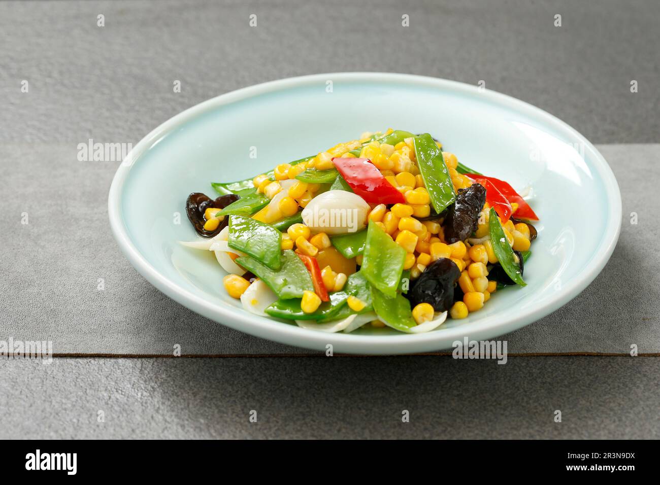 Stir-fried corn kernels Black Fungus Vegetable Diet Stock Photo