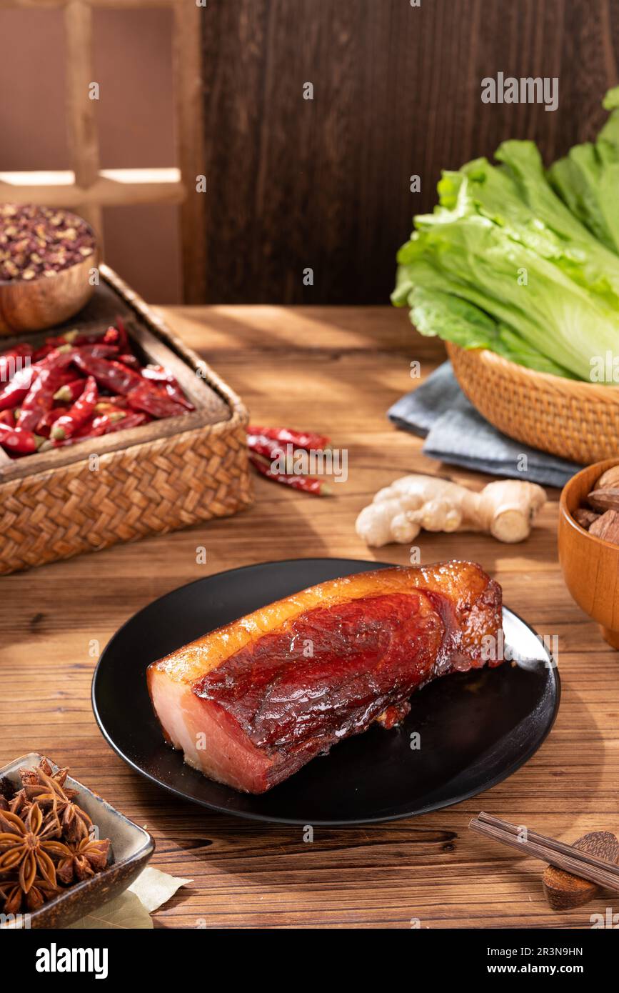 Chinese food Preserved Pork，smoked Bacon，cured meat Stock Photo Alamy