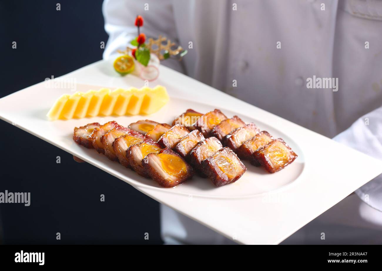 Cantonese barbecue (Siu Mei)，????????? ????? ???? with salted egg yolk Stock Photo