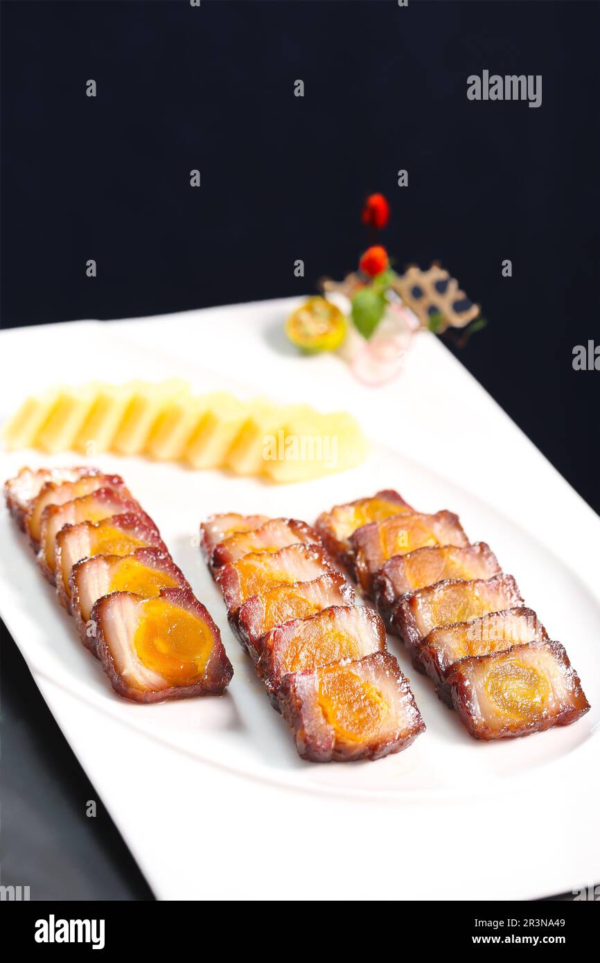 Cantonese barbecue (Siu Mei)，????????? ????? ???? with salted egg yolk Stock Photo