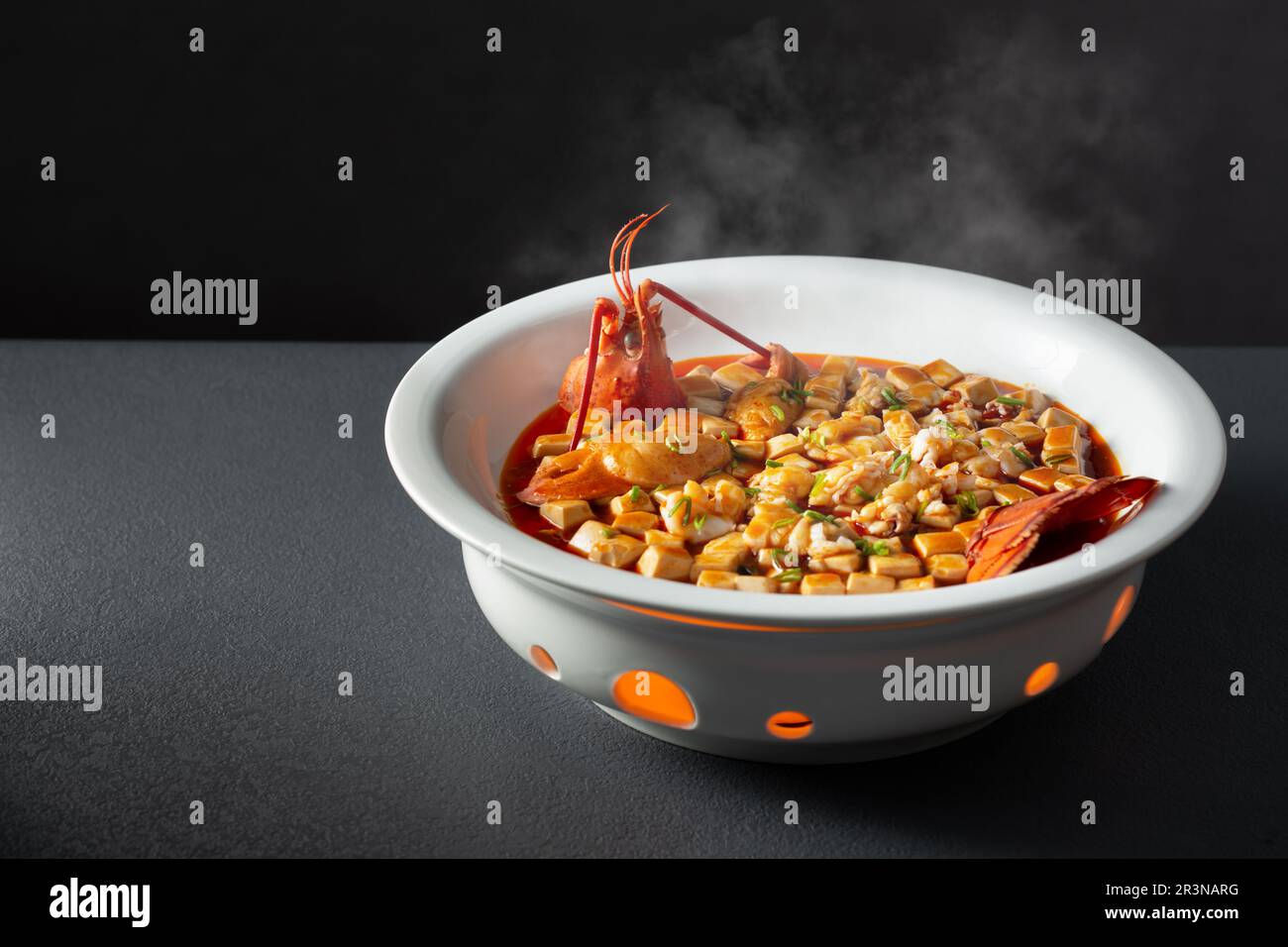 Mapo Tofu with lobster（spiny rock lobster ） Stock Photo