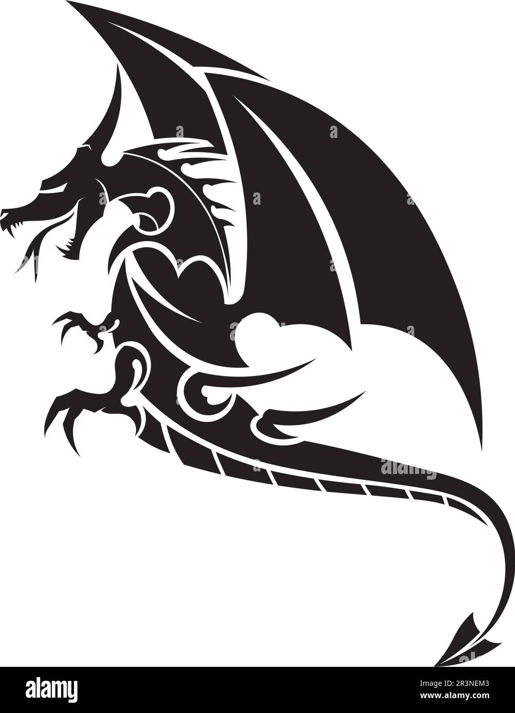 Head dragon flat color logo template vector illustration design Stock Vector