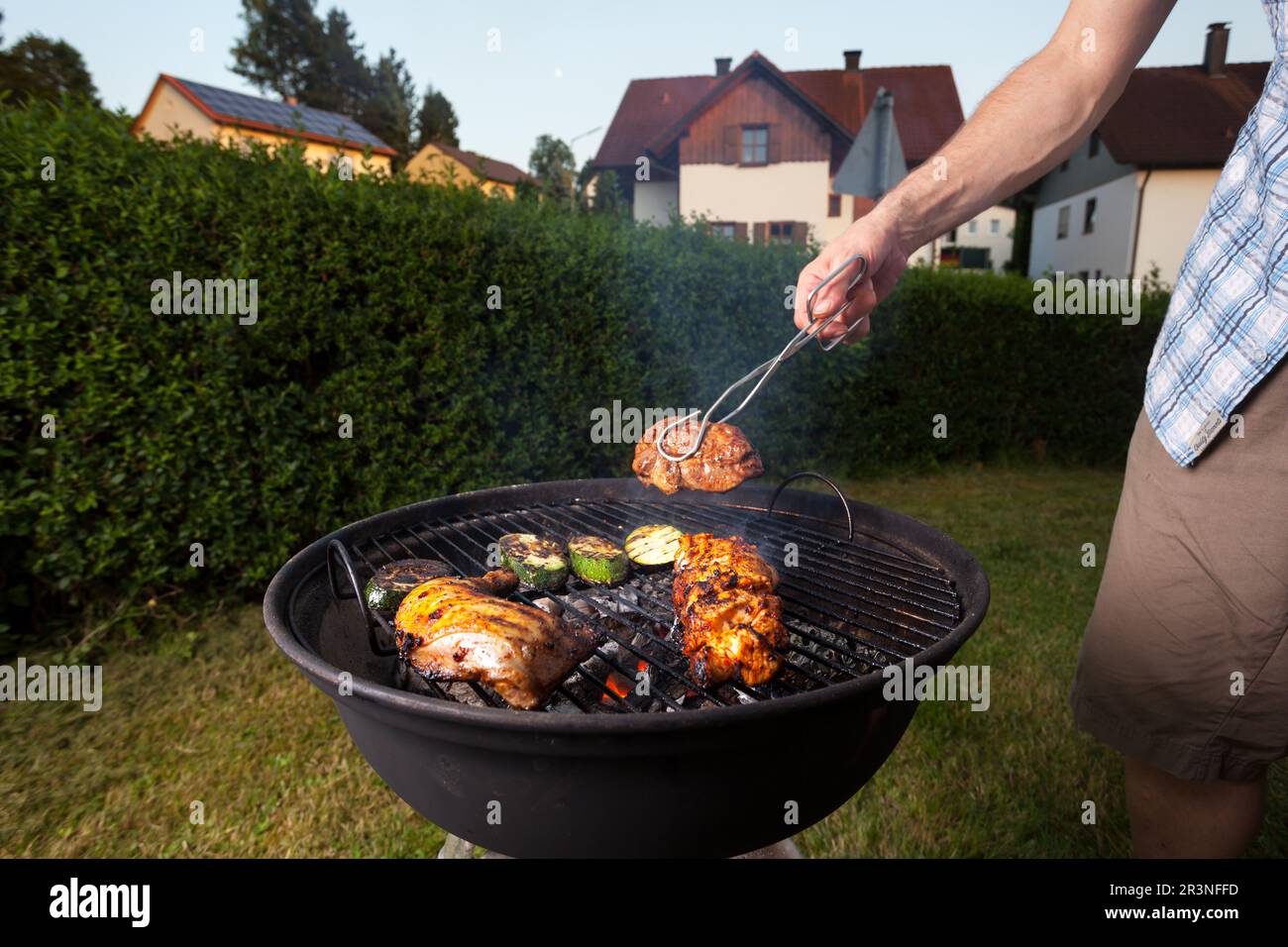 Barbecue in the garden Stock Photo