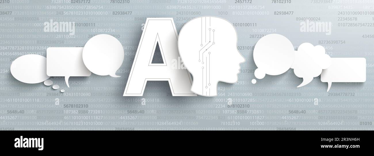 AI Human Communication Algorithm Speech Bubbles Stock Photo