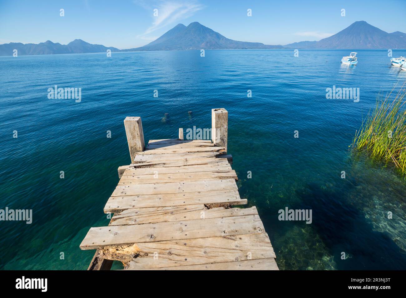 Beautiful lake Atitlan and volcanos in the highlands of Guatemala ...