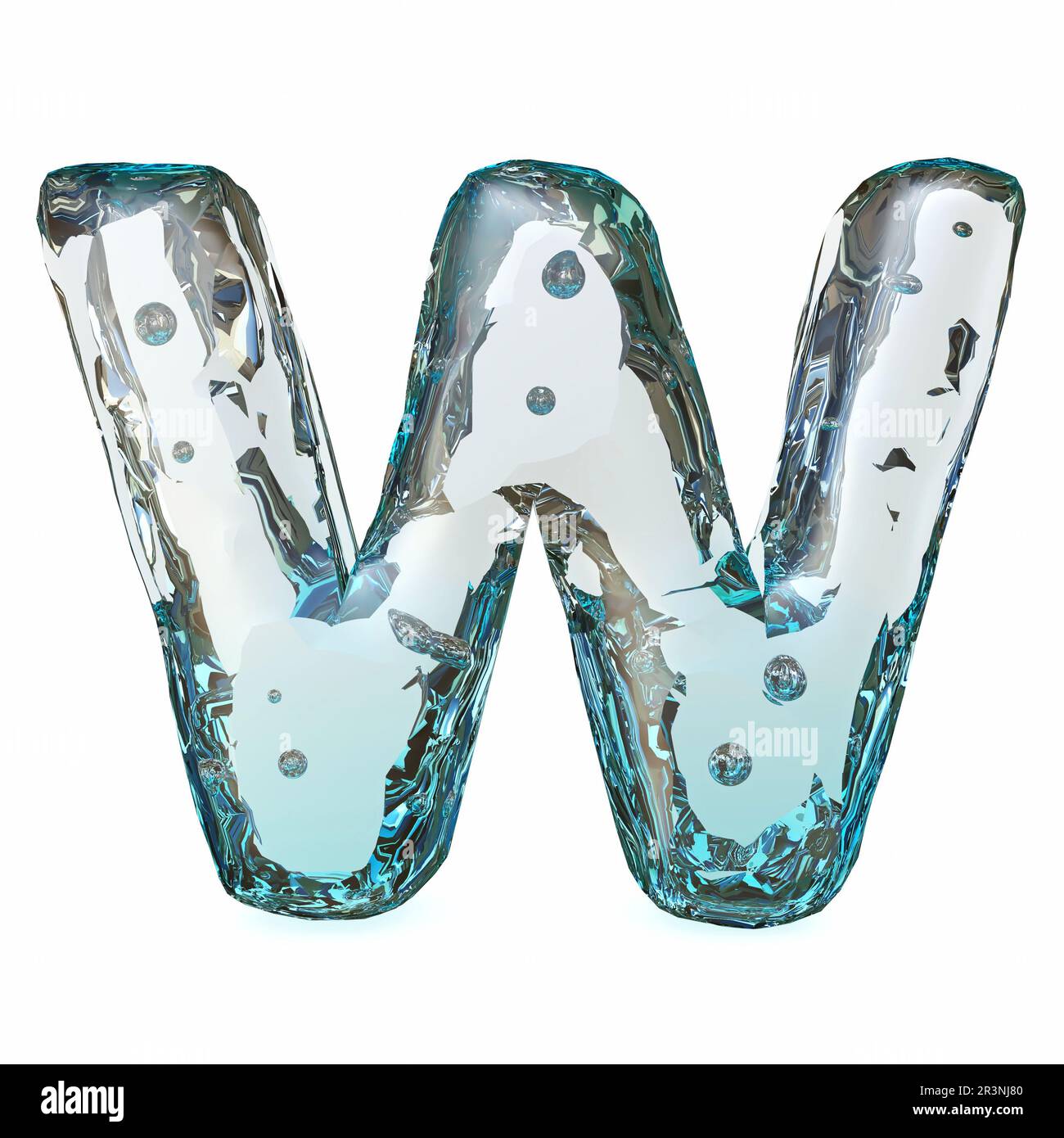 Blue ice font Letter W 3D Stock Photo - Alamy