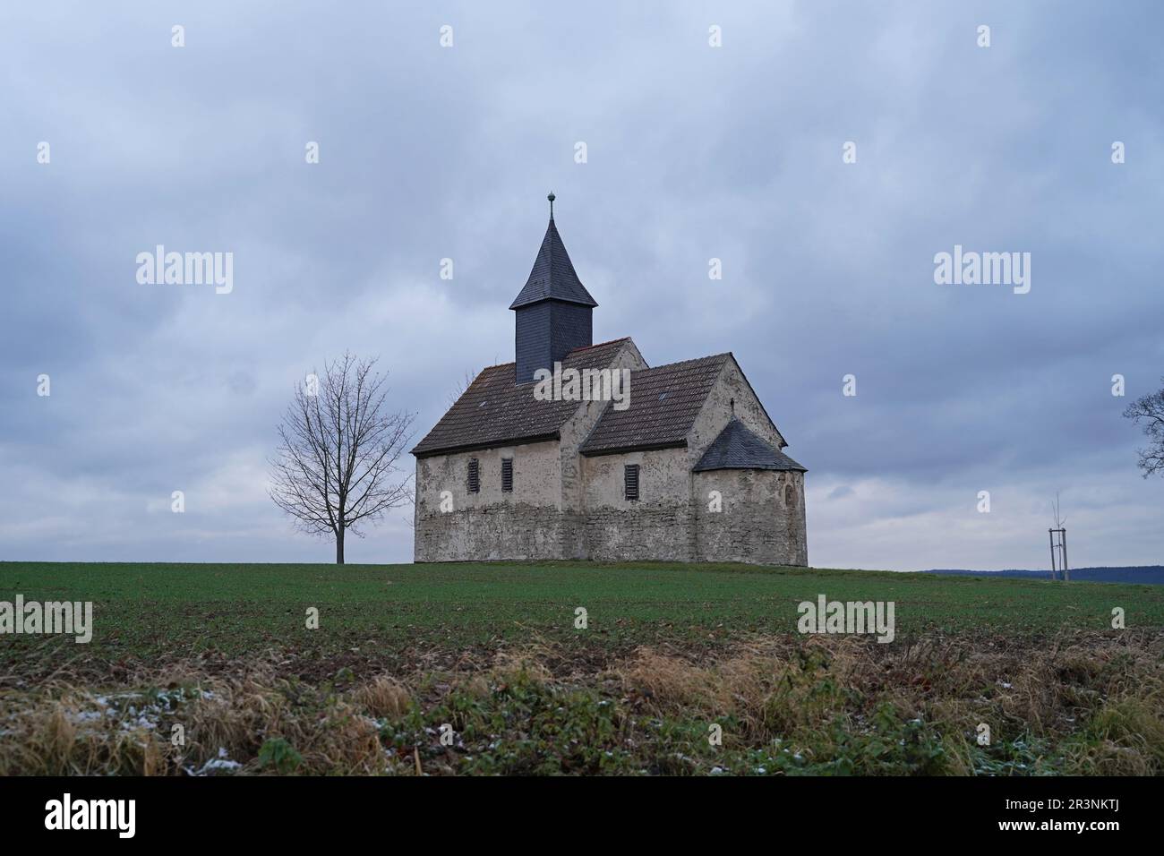 Small church on a hill in Weira Stock Photo
