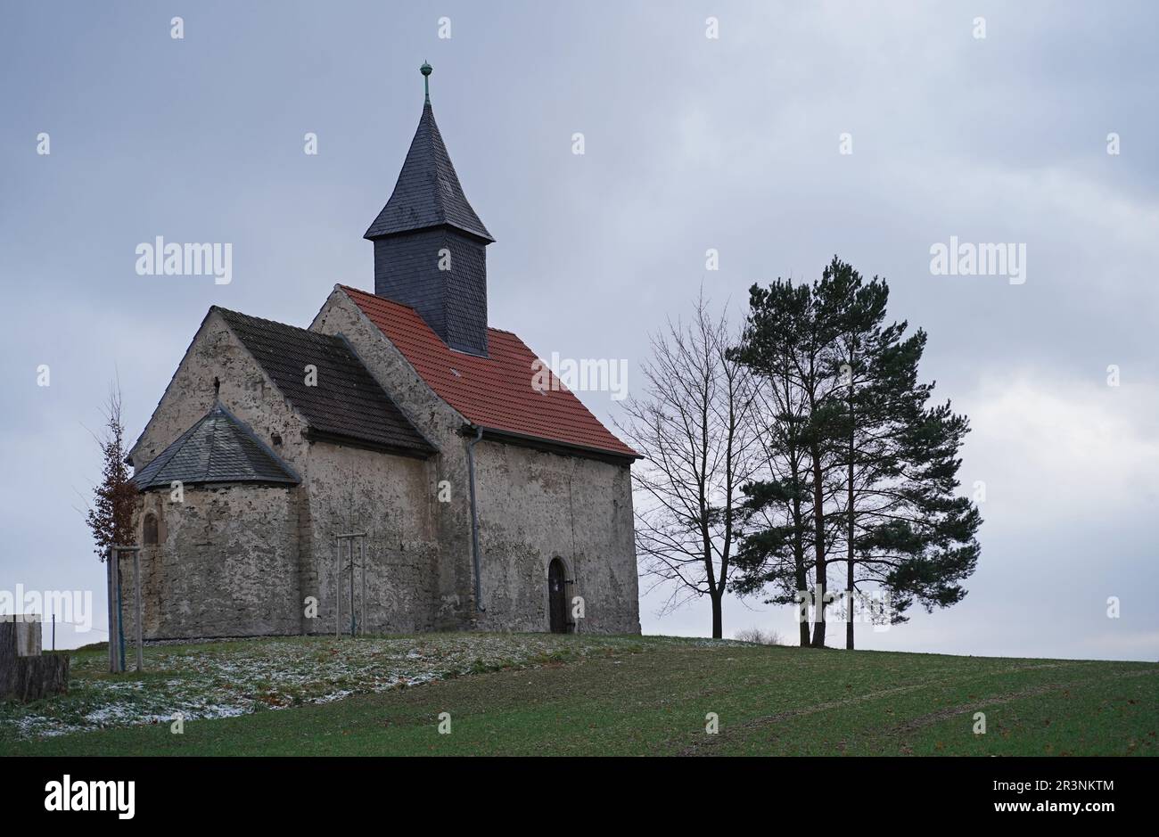 Small church on a hill in Weira Stock Photo
