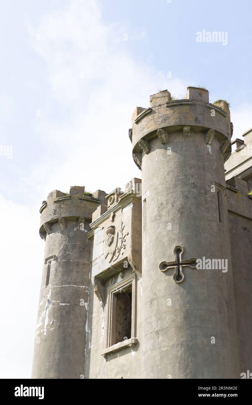 Details of the exterior of Clifden Castle in Clifden, Ireland. Stock Photo