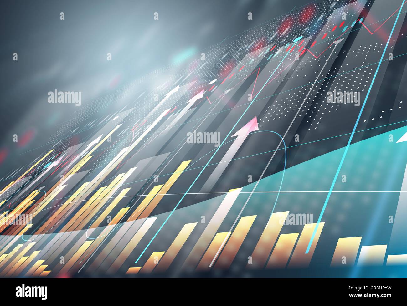 Financial chart with growing indicators, growth dynamics in business