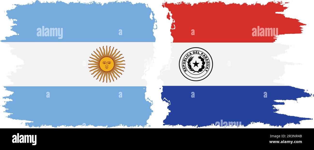 Paraguay and Argentina grunge flags connection, vector Stock Vector