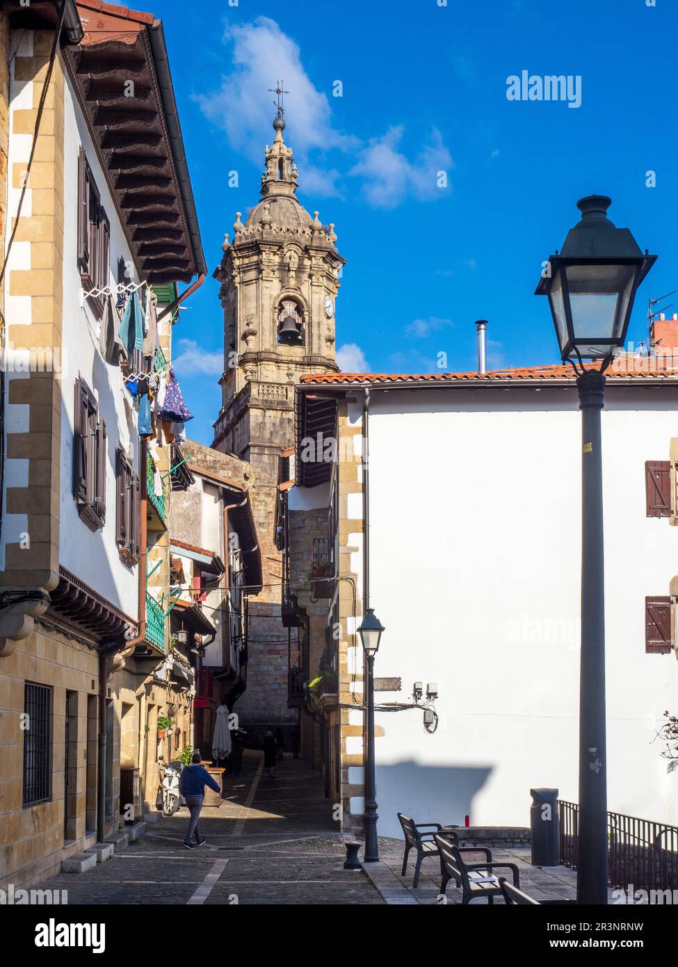 Typical stone streets of Hondarribia Stock Photo