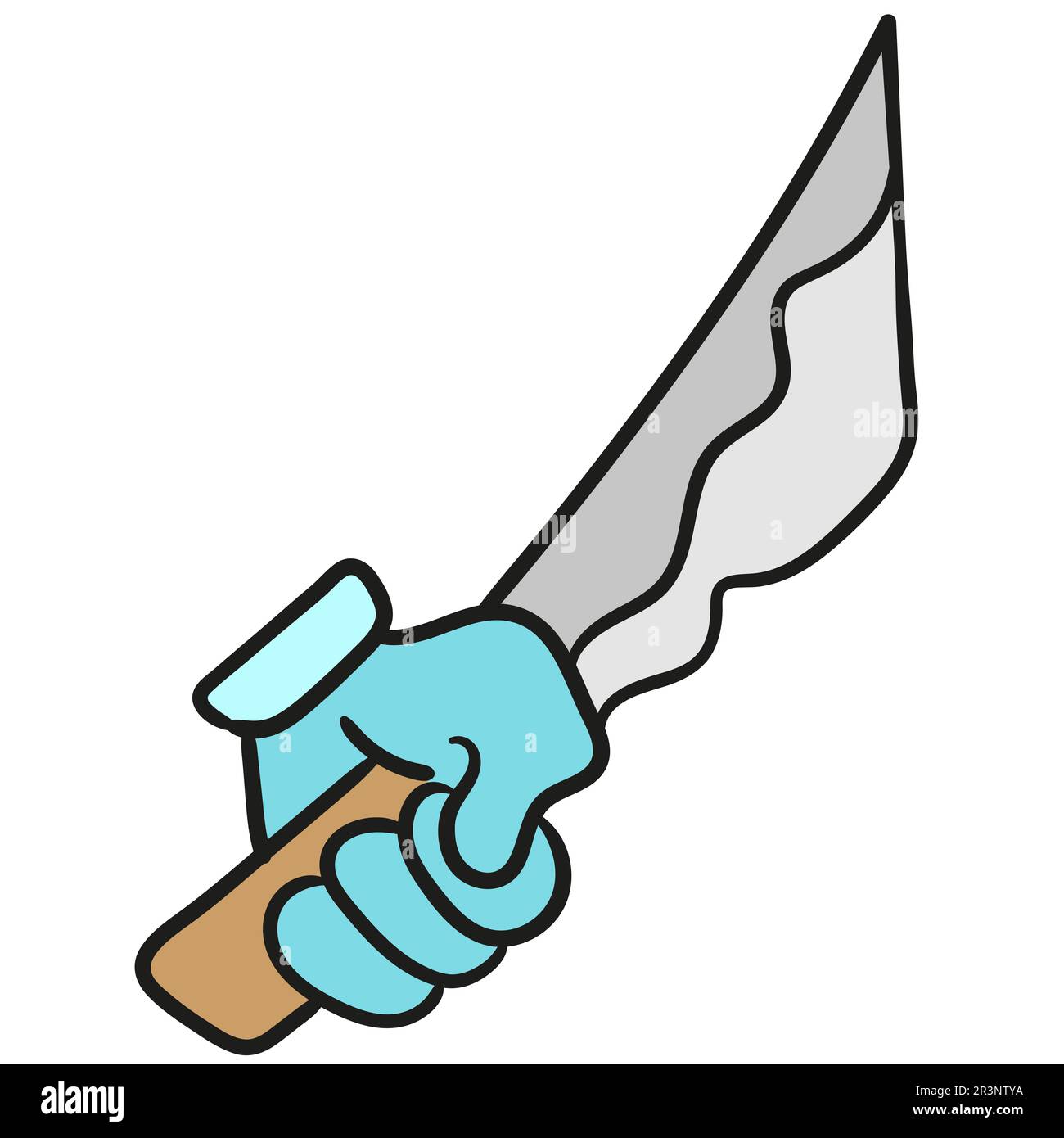 Hand holding a sharp knife. doodle icon image Stock Photo