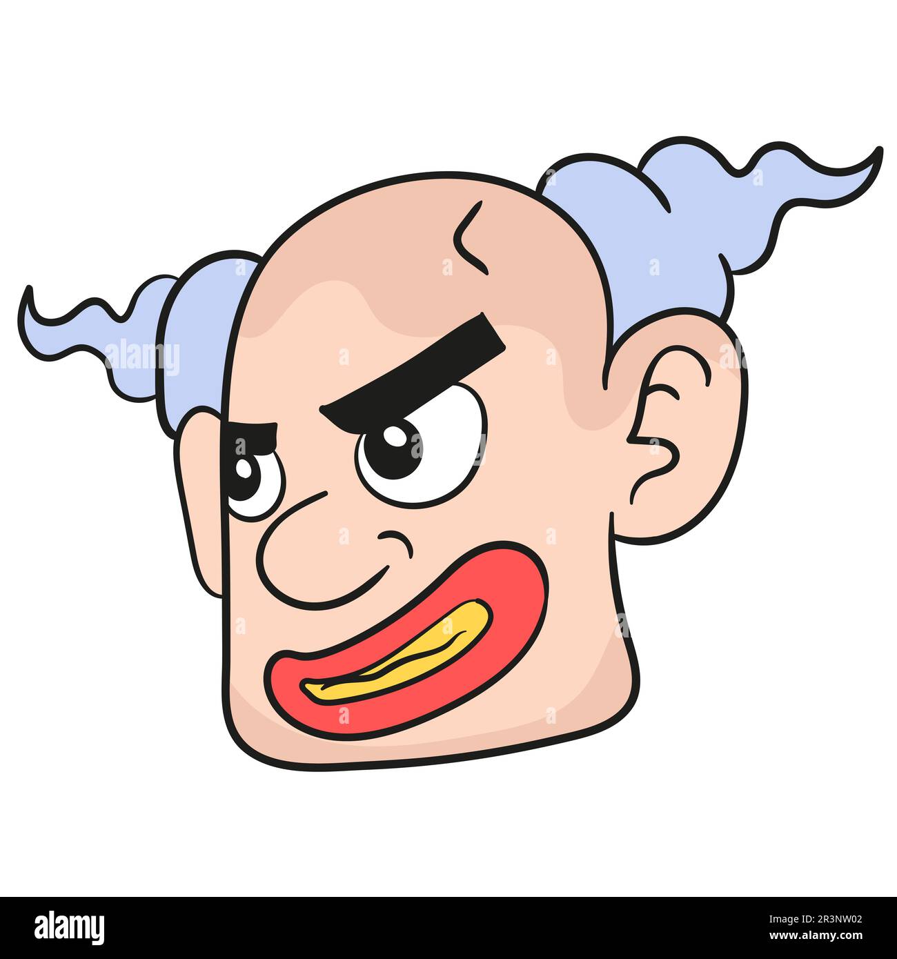 Evil clown emoticon head. doodle icon image Stock Photo