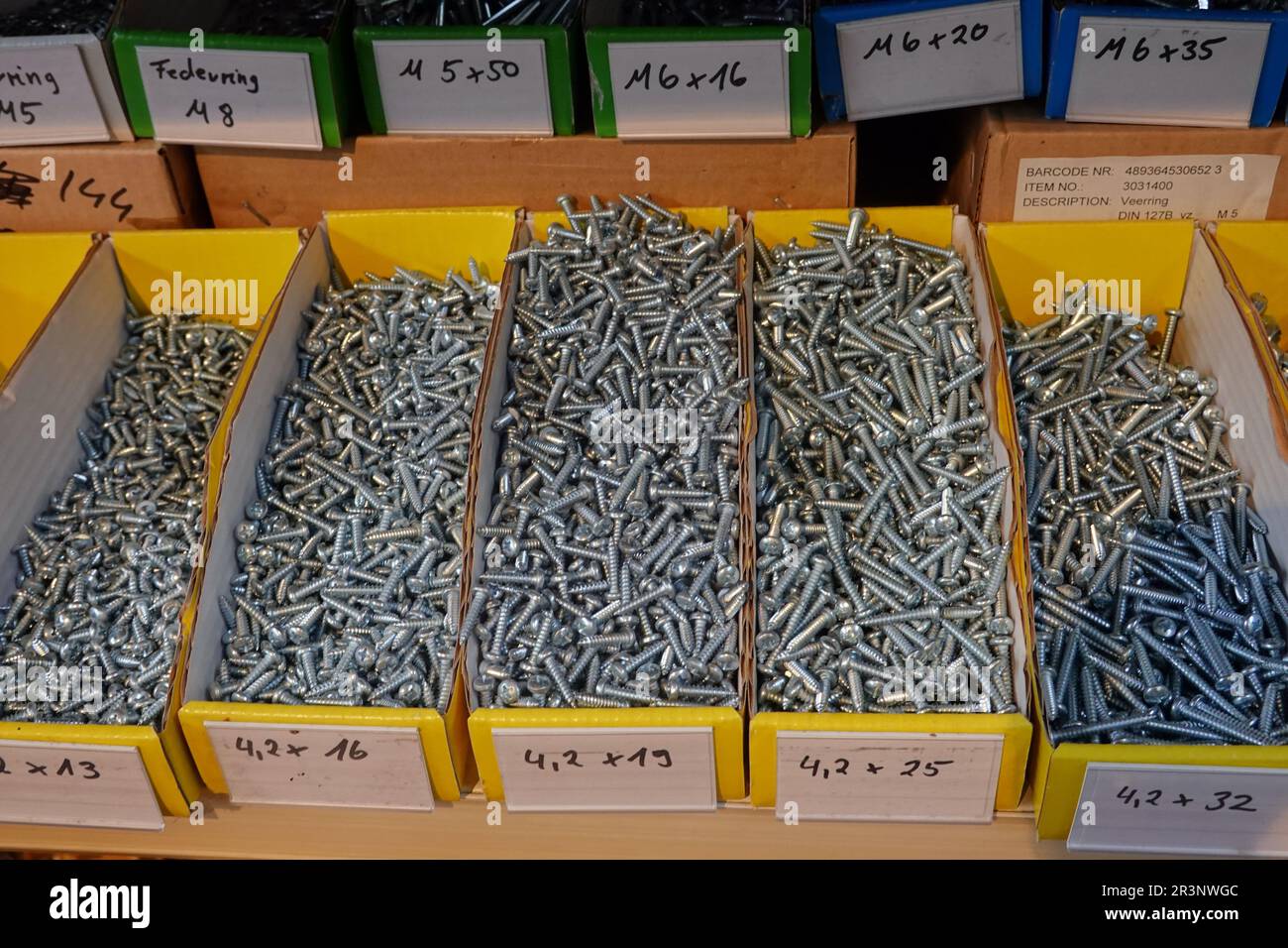 Various screws as loose,unpacked goods Stock Photo
