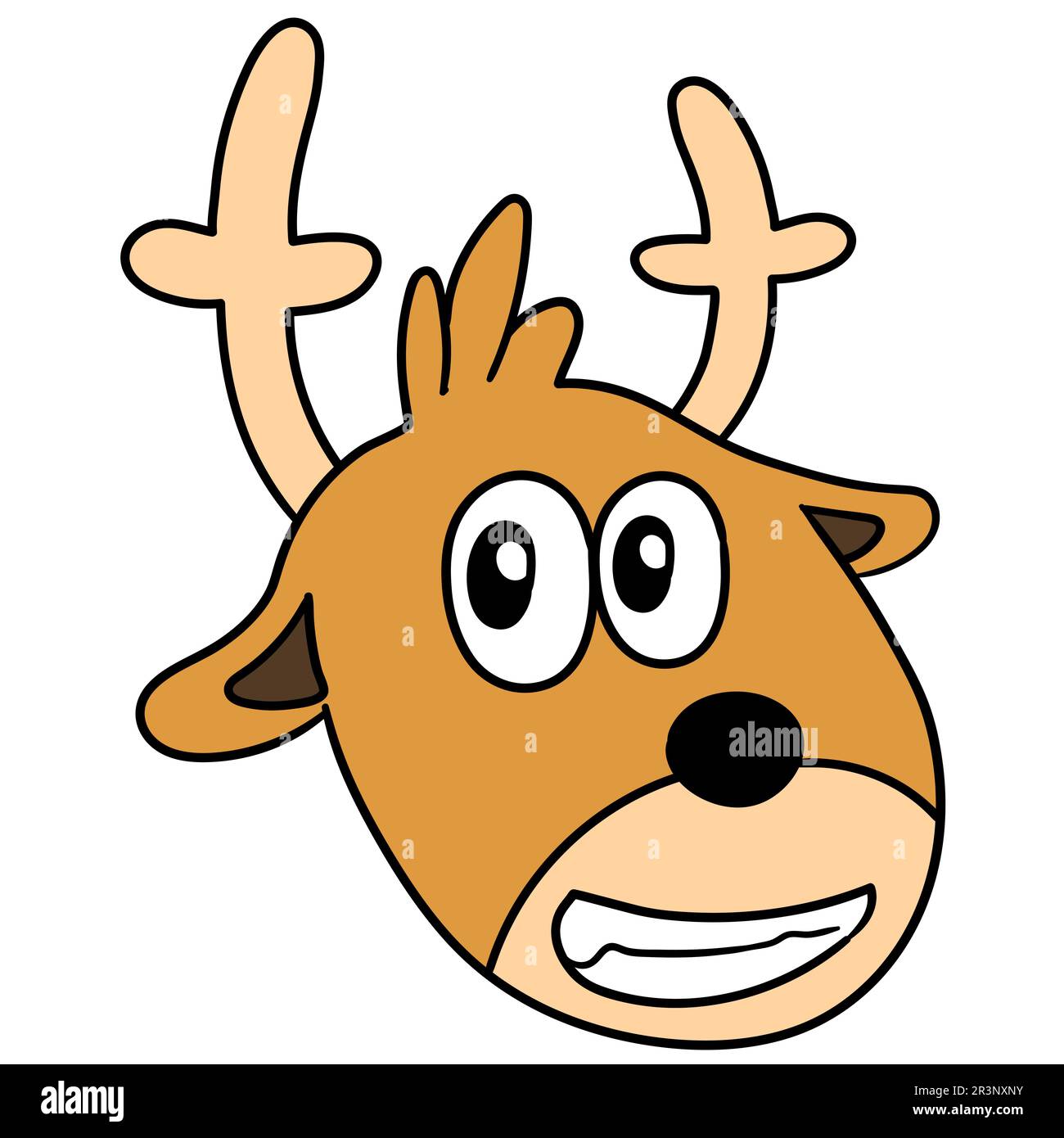 Smiling deer animal head emoticon. doodle icon image Stock Photo