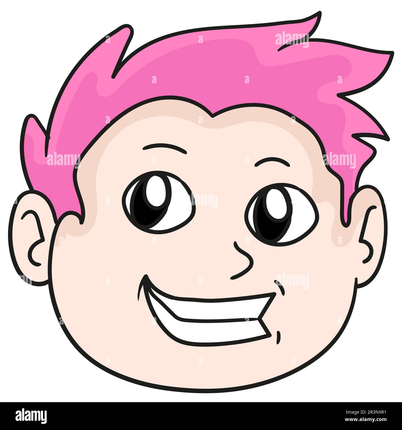 The pink haired man laughed happily. doodle icon image. cartoon ...