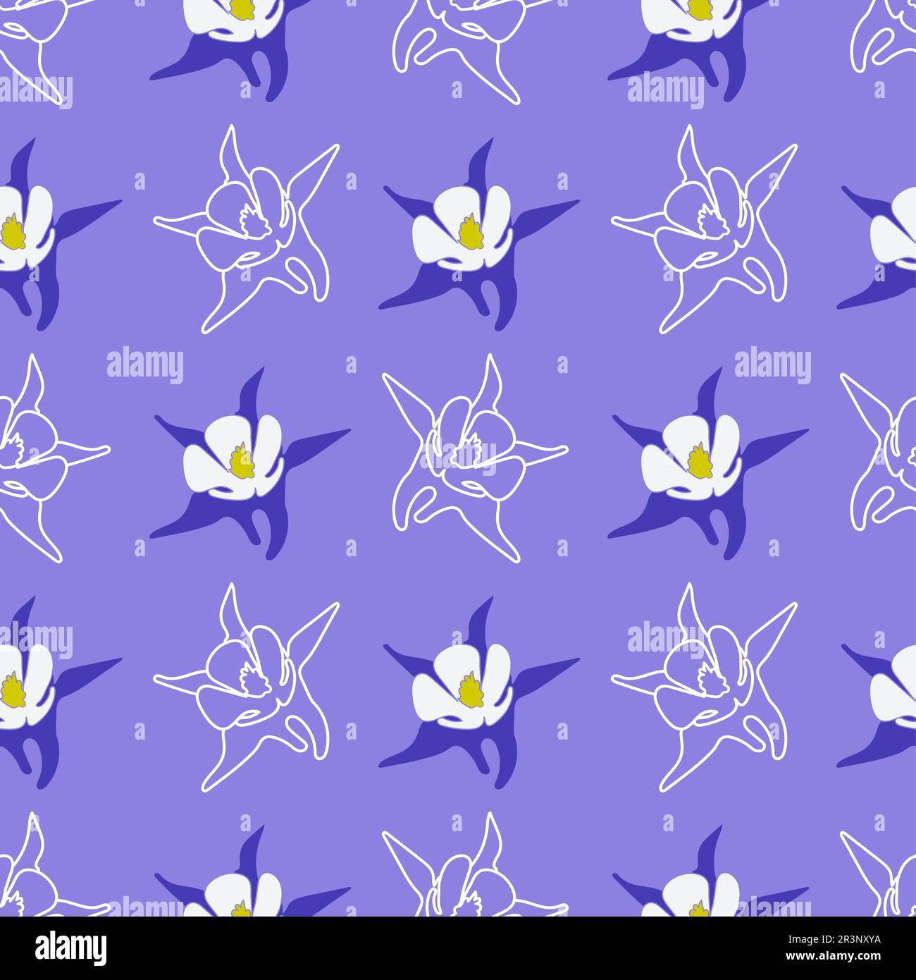 Seamless blue star flower background. repeat pattern background design Stock Photo