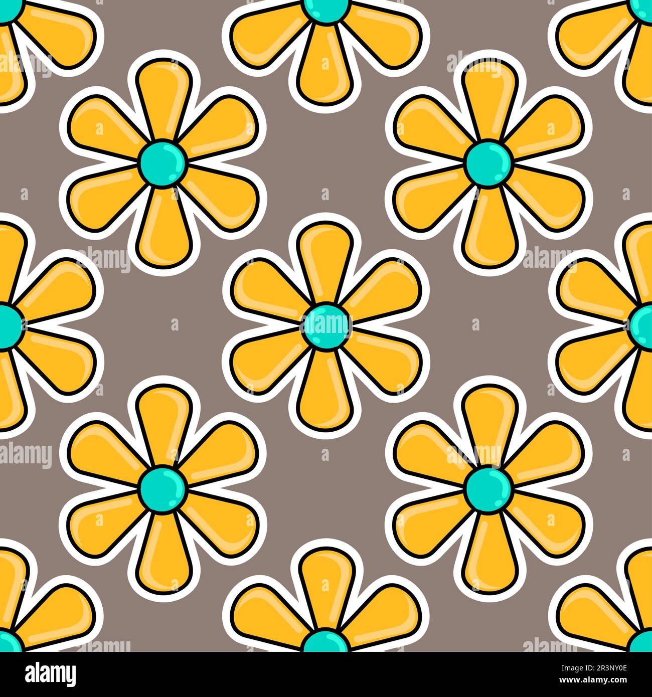 Sun flowers blossom seamless pattern. repeat pattern background design Stock Photo
