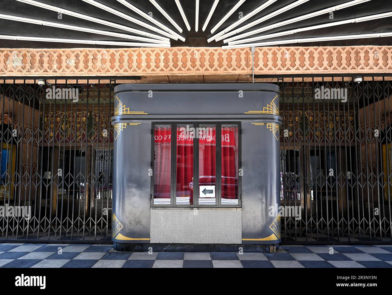 LOS ANGELES, CALIFORNIA - 17 MAY 2023: Ticket booth, Will Call at the old United Artists Theatre, on Broadway in downtown. Stock Photo