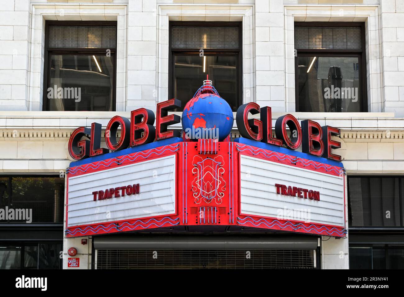 LOS ANGELES, CALIFORNIA - 17 MAY 2023: The Globe Theatre - Garland Building, originally the Morosco Theatre, a 1913 Beaux Arts-style movie palace, now Stock Photo