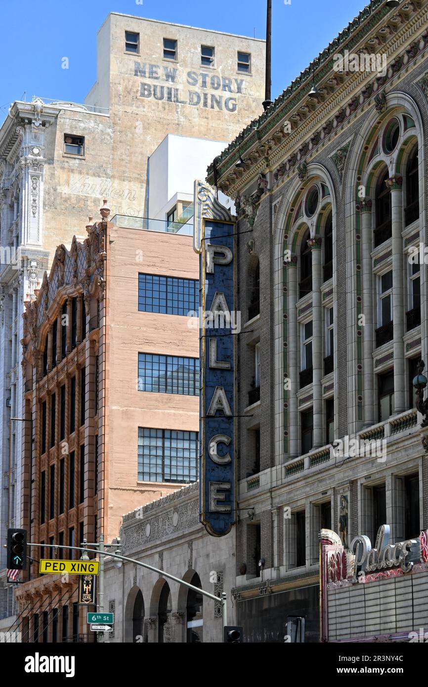 LOS ANGELES, CALIFORNIA - 17 MAY 2023: The Palace Theatre, one of the oldest theatres in Los Angeles and the oldest remaining original Orpheum theatre Stock Photo
