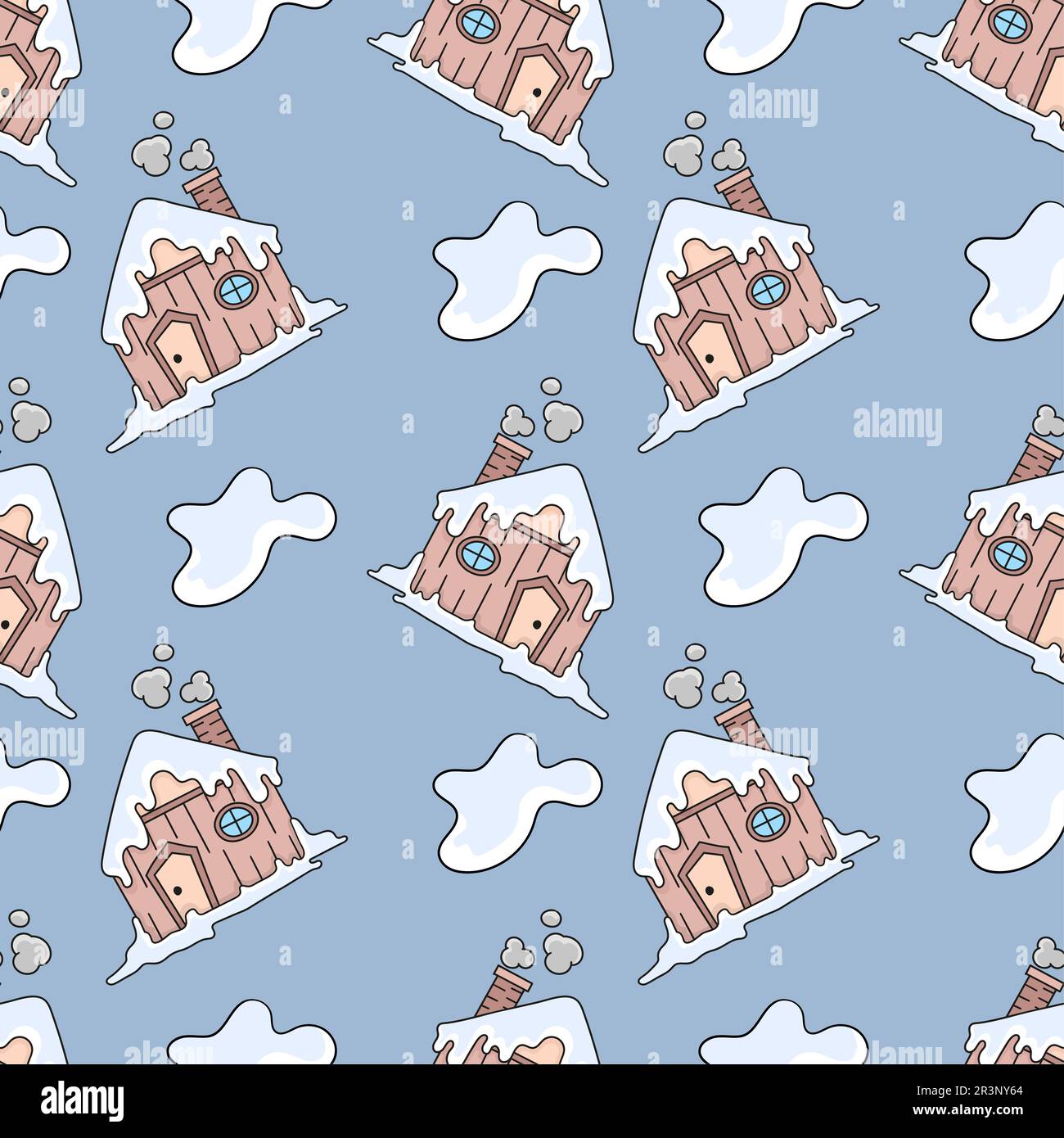 Wooden house in winter seamless background.repeat pattern background ...