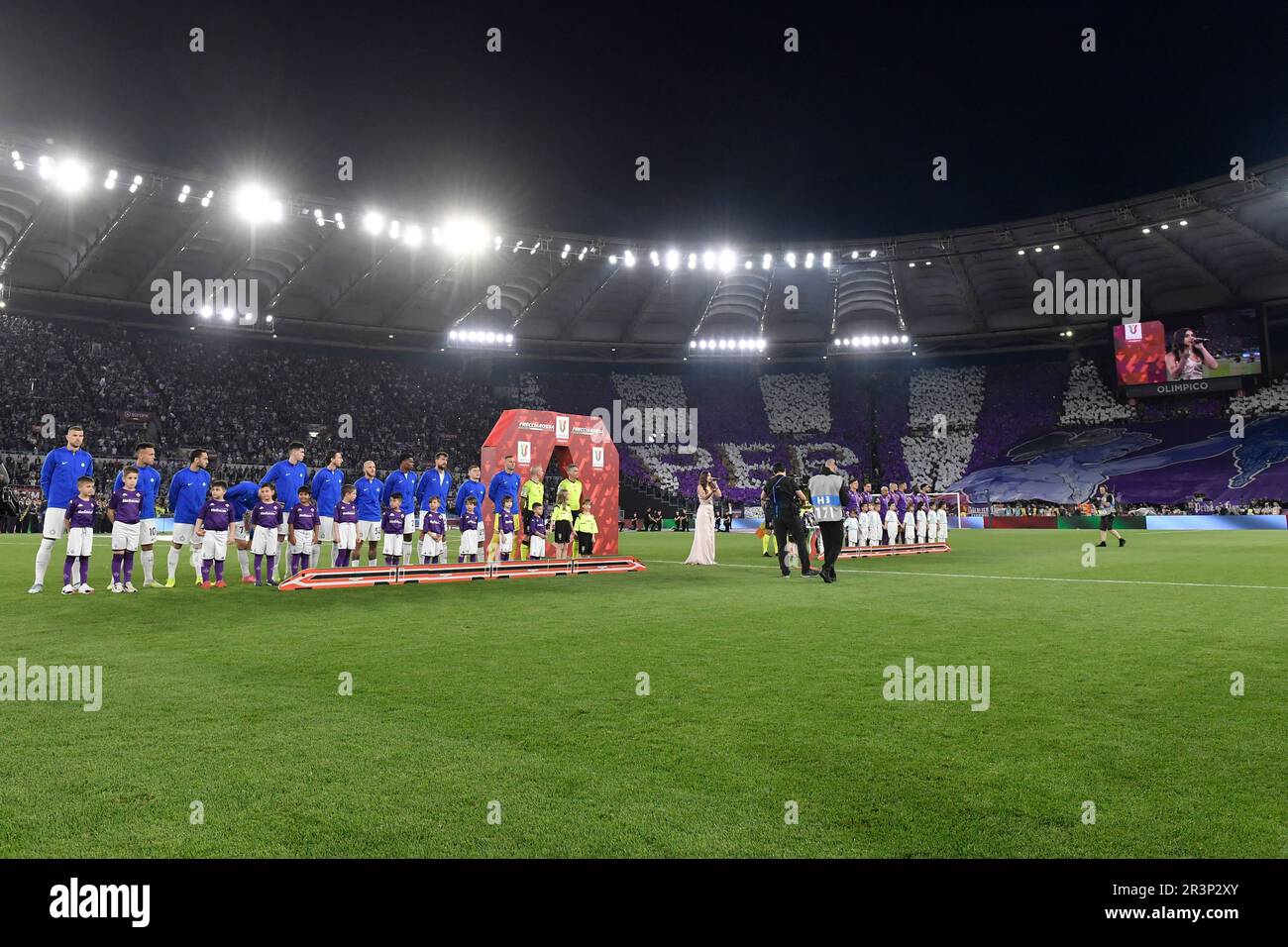Rome, Italy. 24th May, 2023. Inter and Fiorentina team before the Italy Cup final football match between ACF Fiorentina and FC Internazionale at Olimpico stadium in Rome (Italy), May 24th, 2023. Credit: Insidefoto di andrea staccioli/Alamy Live News Stock Photo