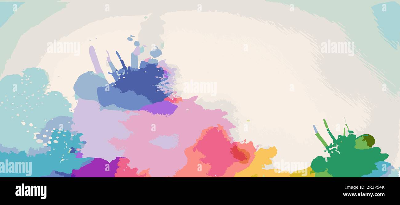 Realistic multicolored watercolor panoramic texture on a white background - Vector Stock Photo