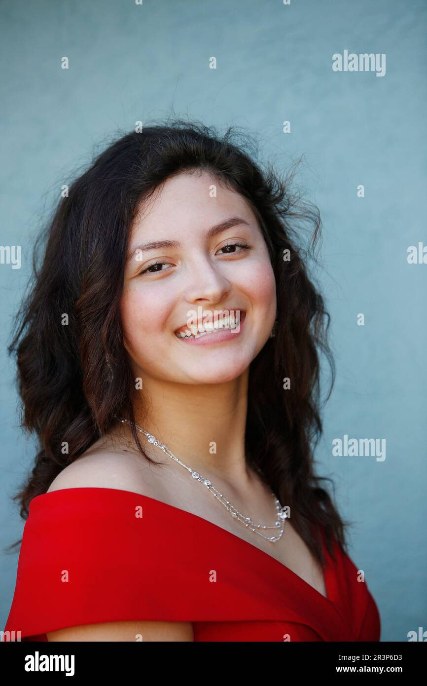 Melissa Hernandez Rivera poses for portraits in her graduation dress after  her Thurgood Marshall High School virtual graduation ceremony during the  coronavirus shelter-in-place on Tuesday, June 2, 2020 in Richmond, Calif.  (Lea