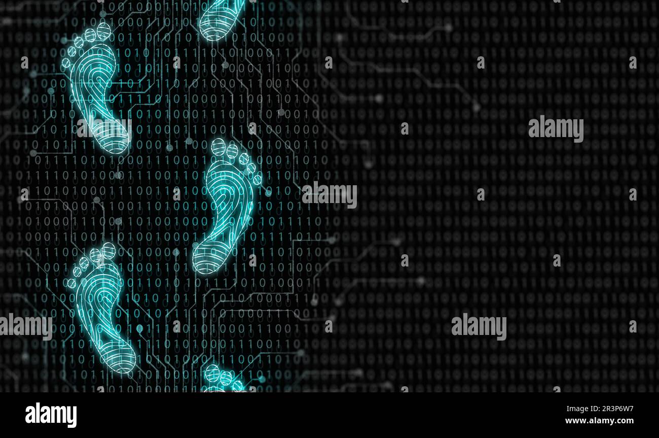 Digital footprint or shadow concept. All traceable activities on the