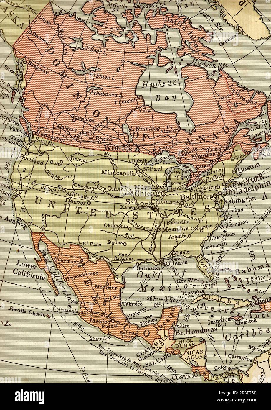 Vintage political map in sepia - Vintage Political Map In Sepia Showing North America And Mexico 2R3P75P